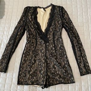 Windsor black Lacey romper with deep v